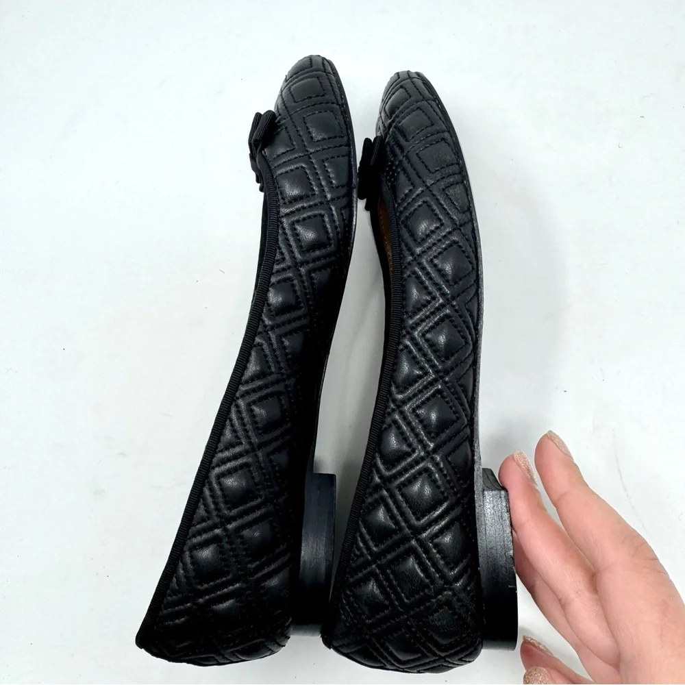 Tory Burch Marion Quilted Leather Ballet Flat Black